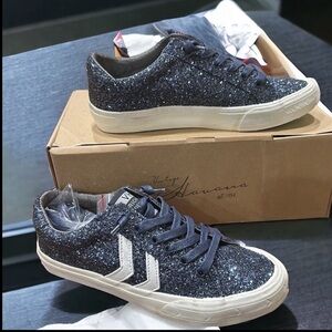 NWT Vintage Havana Navy Blue Sparkle sneakers Womens Sz 6 New In Box $125